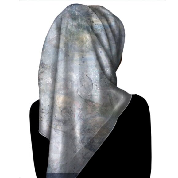 Cosmic Snow Storm & Fairy Dust Square Pure Silk Scarf or Wrap - Picture 9 of 11